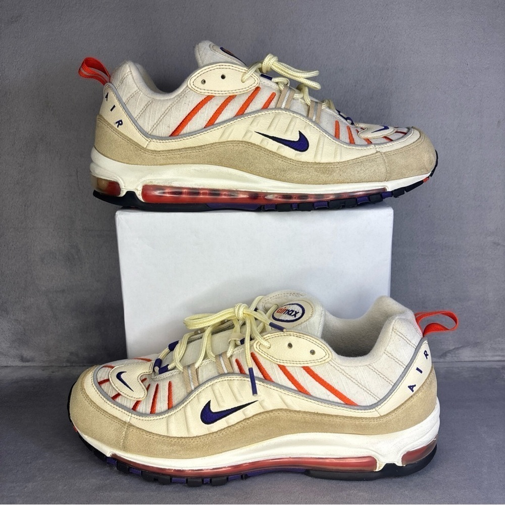 Nike Air Max 98 Sail Orange Purple Sneakers Running Shoes Mens 12.5 EUR 47